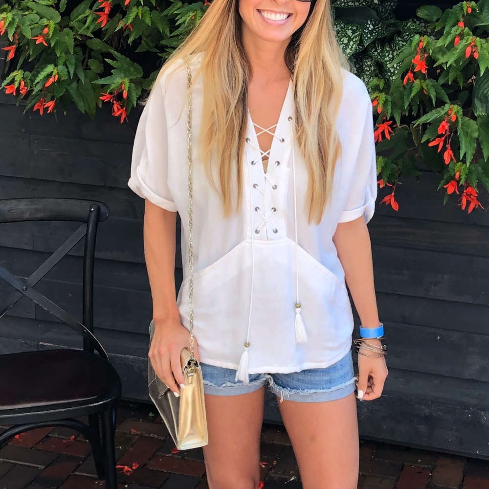 Lace up blouse